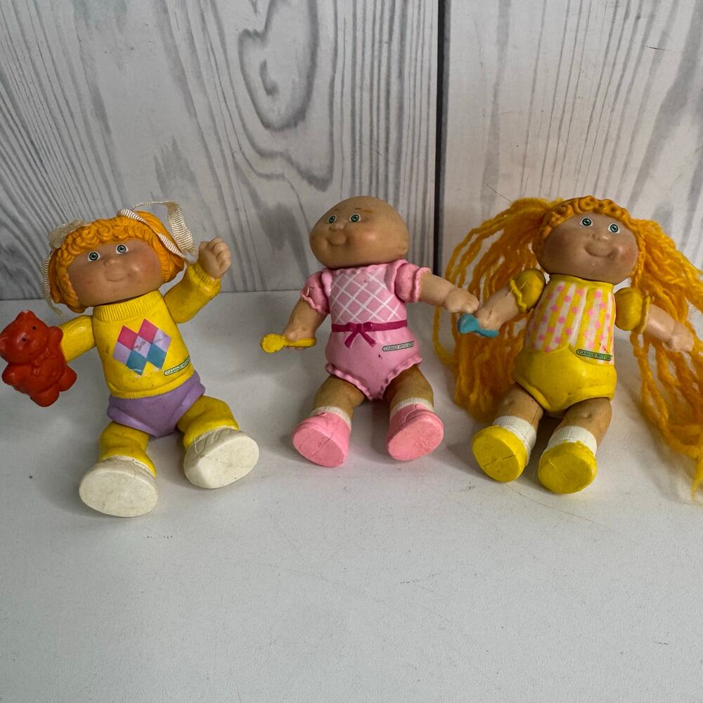 Vintage Cabage Patch Kids Vinyl Mini Figure Lot Of 3 Posable Figurines Toys 1984